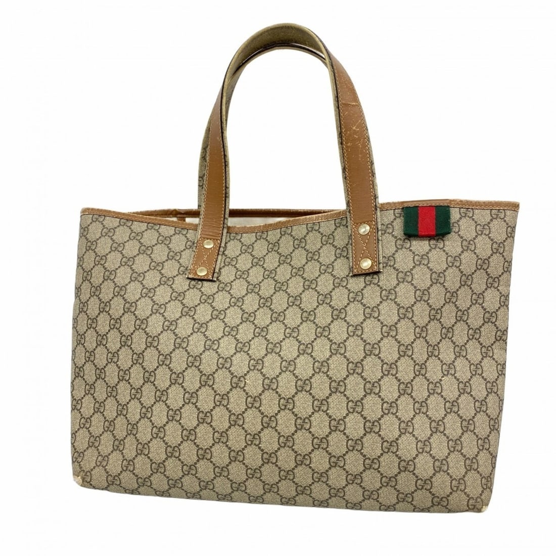 Gucci GG Supreme Sherry Line Tote Bag 211134 Brown Champagne Women's: --- Catalog ---Category: SizeSize (HxWxD): 28cm x 37cm x 11.5cm / 11.02'' x 14.56'' x 4.52''Category: DesignType: Tote bagColor: BrownGender: WomenMaterial: PVC Hardware Color: Champagne goldCategory: