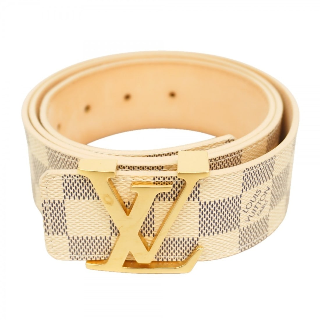 Louis Vuitton Damier Azur Belt with LV Initials, M9609, White, Men's: --- Catalog ---Category: SizeLength: 91cm - 101cm / 35.82'' - 39.76''Category: DesignType: Standard beltColor: WhiteGender: MenCategory: GeneralMPN: M9609Brand: Louis Vuitton--- Item List ---Section:
