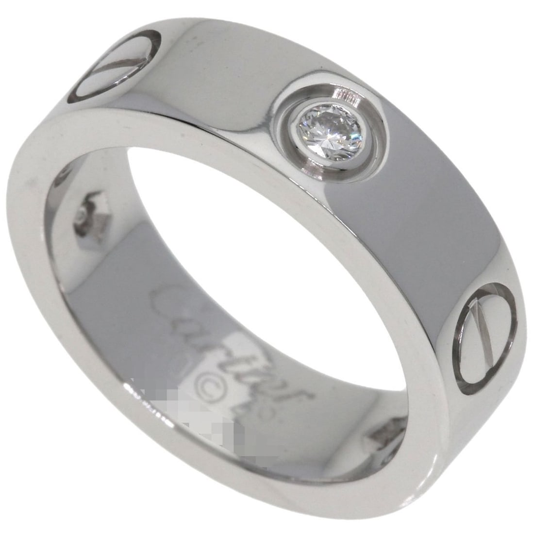 Cartier Love Ring 3P Diamond #49 Ring, 18K White Gold, Women's, CARTIER: --- Catalog ---Category: SizeJP Size: 9US Size: 5Category: DesignType: Band ringGender: WomenMaterial: White gold (18K)Category: GeneralLine: LoveBrand: Cartier--- Item List ---Section: ConditionRanki