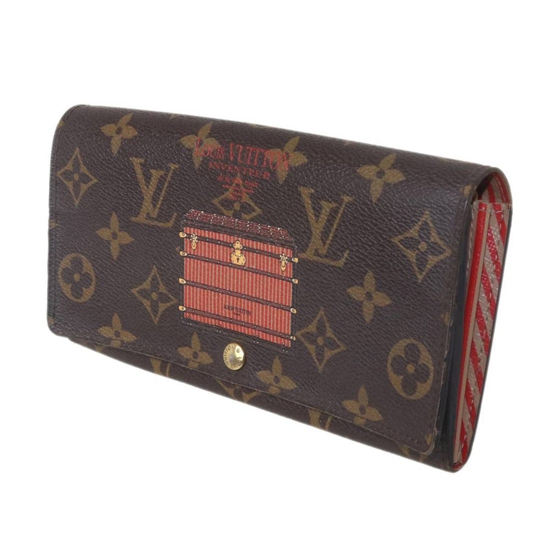 LOUIS VUITTON Portefeuille Sarah Trunk Long Wallet, Initials EMI, Monogram Brown, M60415 CA2193 (1 of 10)