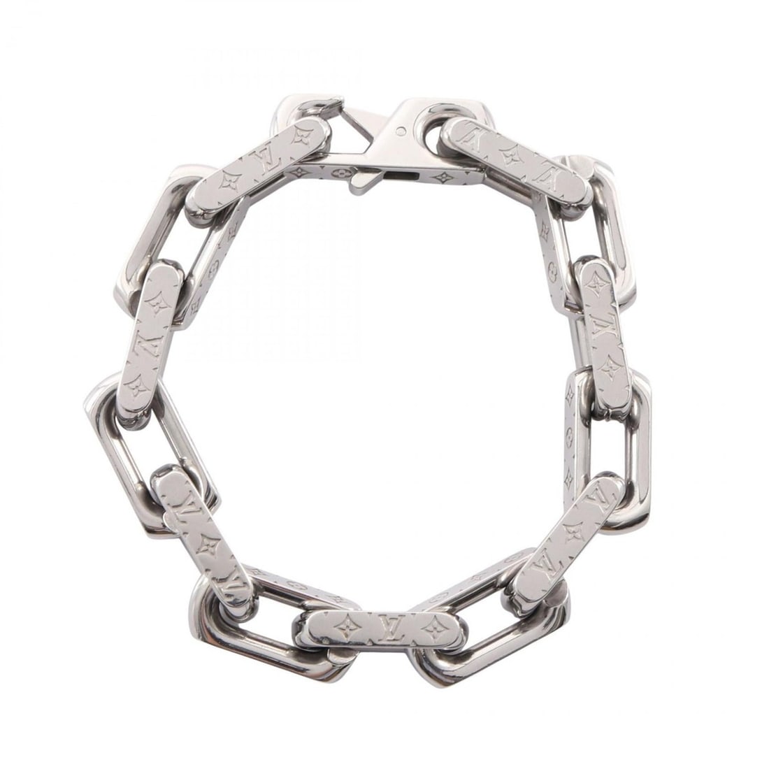 Louis Vuitton Monogram Chain Bracelet, Stainless Steel, Men's, Silver Tone: --- Catalog ---Category: SizeLength: 16.5cm / 6.49''Category: DesignType: Charm braceletColor: SilverGender: Men,WomenMaterial: Stainless steelCategory: GeneralBrand: Louis Vuitton--- Item List ---Sec