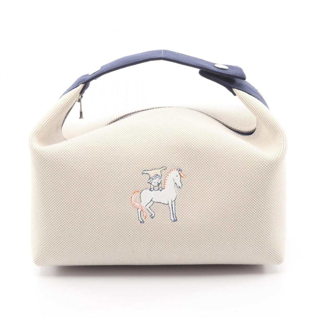 Hermes Bride à Bracque GM Cabriole Handbag, Canvas, Women's, Beige/Navy: --- Catalog ---Category: SizeSize (HxWxD): 13cm x 25cm x 14cm / 5.11'' x 9.84'' x 5.51''Category: DesignType: Handbag, PouchColor: Beige, NavyGender: WomenMaterial: Canvas Category: GeneralBrand: Herm