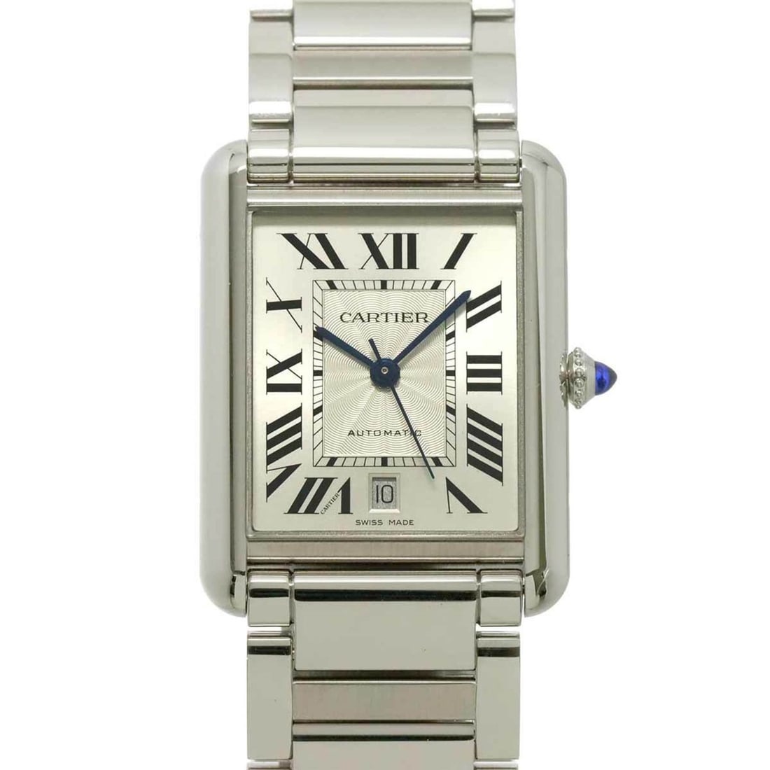 Cartier Tank Must XL WSTA0053 Men's Watch, Date, Silver, Automatic Movement: --- Catalog ---Category: SizeWrist Size: 19.5cm / 7.67''Case Diameter: 31mm / 1.22''Category: DesignType: WristwatchGender: MenColor (Dial): SilverMaterial (Band): Stainless steelMaterial (Case):