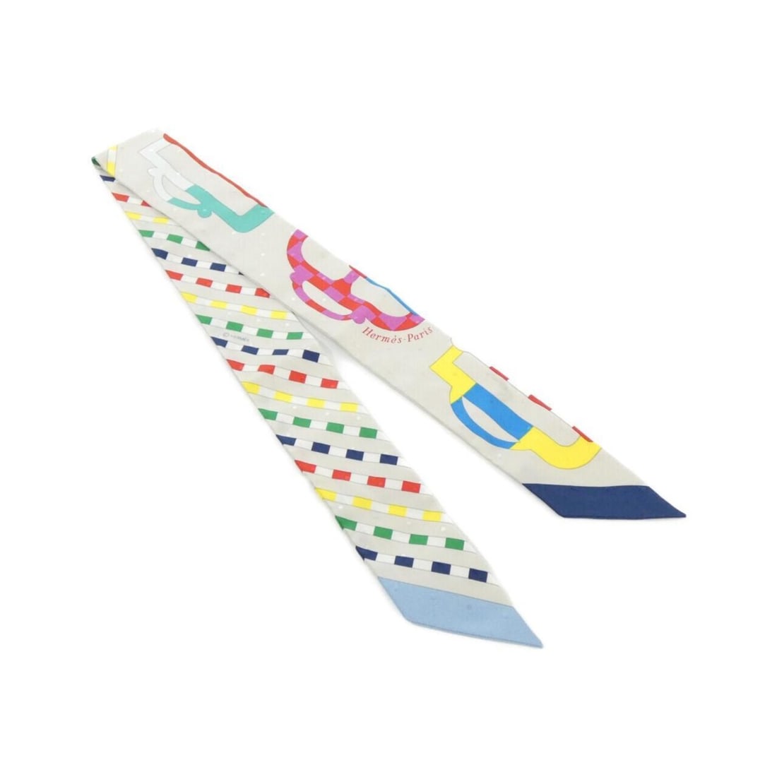 Hermes BOUCLERIE MODERNE Twilly 063351S Scarf Muffler: --- Catalog ---Category: SizeSize (LxW): 86cm x 5cm / 33.85'' x 1.96''Category: DesignType: ScarfColor: BlueGender: Women,MenMaterial: Silk Category: GeneralLine: TwillyBrand: Hermes--- Item List