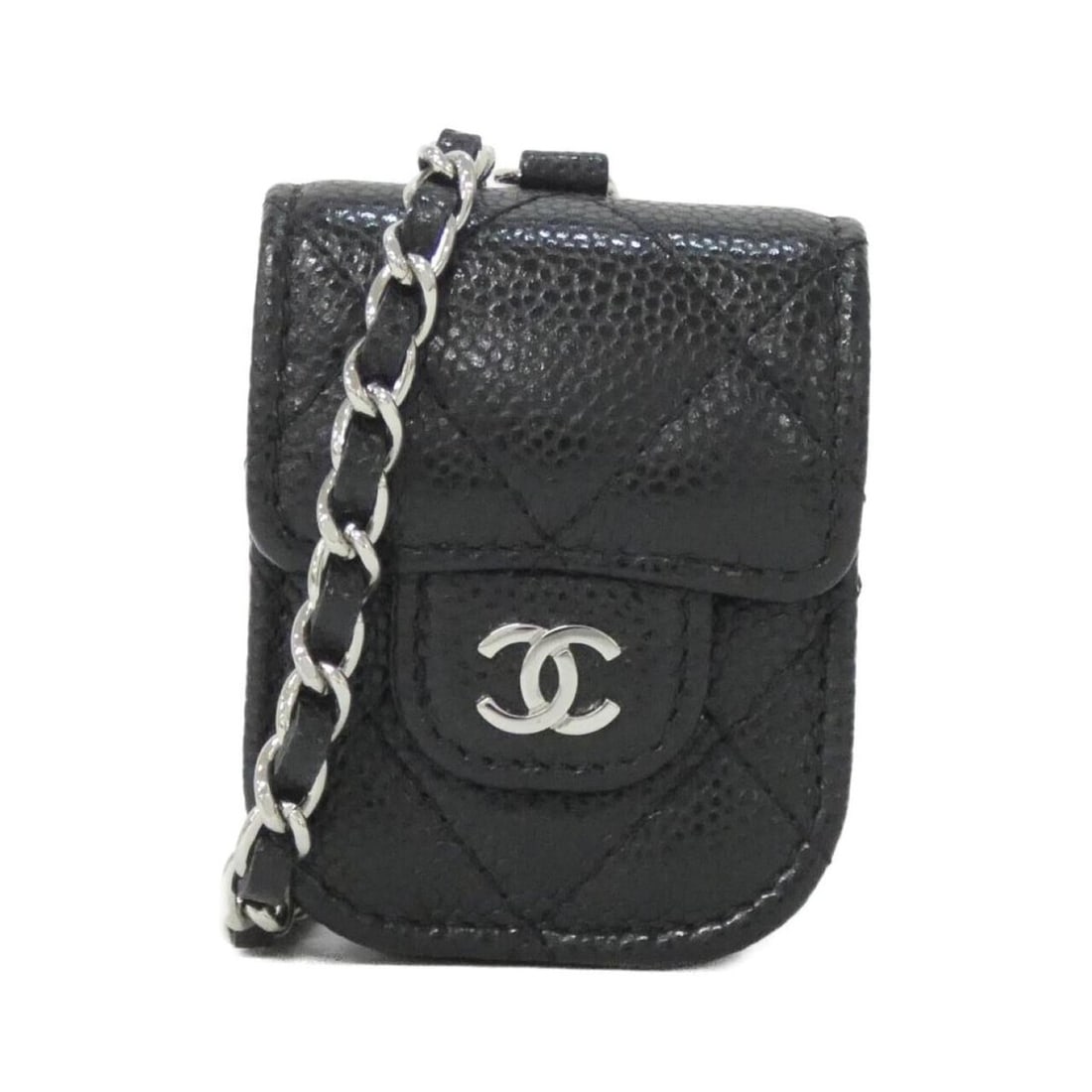 Chanel Timeless Classic Line AP1647 AirPods Case: --- Catalog ---Category: SizeSize (HxWxD): 6.5cm x 5cm x 3.5cm / 2.55'' x 1.96'' x 1.37''Strap Length: 94cm / 37''Category: DesignType: Shoulder bagColor: BlackGender: WomenMaterial: Grained Calfskin