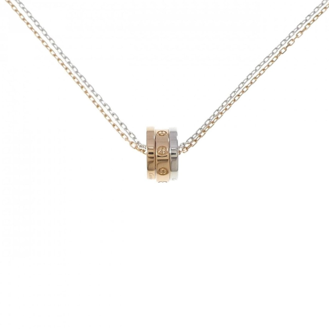 Cartier Love Necklace: --- Catalog ---Category: SizePendant Size: 10.8mm x 6.1mm / 0.42'' x 0.24''Neck Circumference: 41 cm / 16.14''Category: DesignColor: Pink goldGender: WomenMaterial: Pink gold, White goldPendant Type: