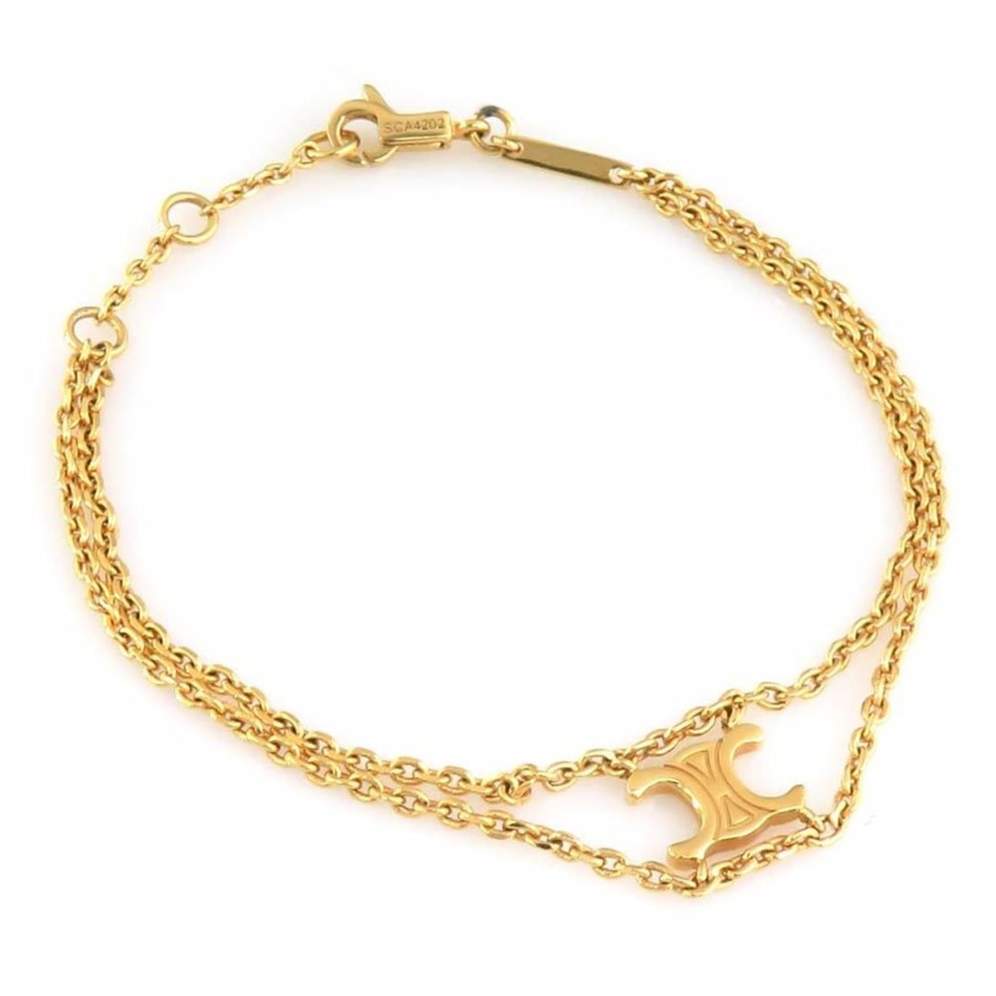 Celine Triomphe Metal Gold Bracelet for Women (Free Shipping) 56646i: --- Catalog ---Category: SizeLength: 17cm / 6.69''Category: DesignType: Charm braceletColor: GoldGender: WomenMaterial: MetalCategory: GeneralBrand: Celine--- Item List ---Section: ConditionRanking: R