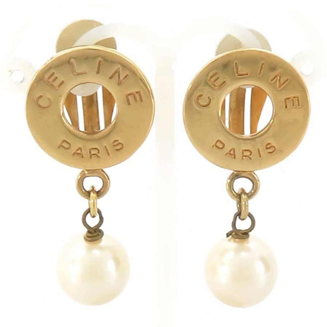 Celine CELINE Earrings, Metal, Faux Pearl, Gold, White, Women's, Free Shipping, 56643a: --- Catalog ---Category: SizeSize (HxWxD): 42.00mm x 20.00mm / 1.65'' x 0.79''Category: DesignType: Clip earringsColor: GoldStone: Artificial pearlGender: WomenMaterial: MetalStone Color: WhiteCategor