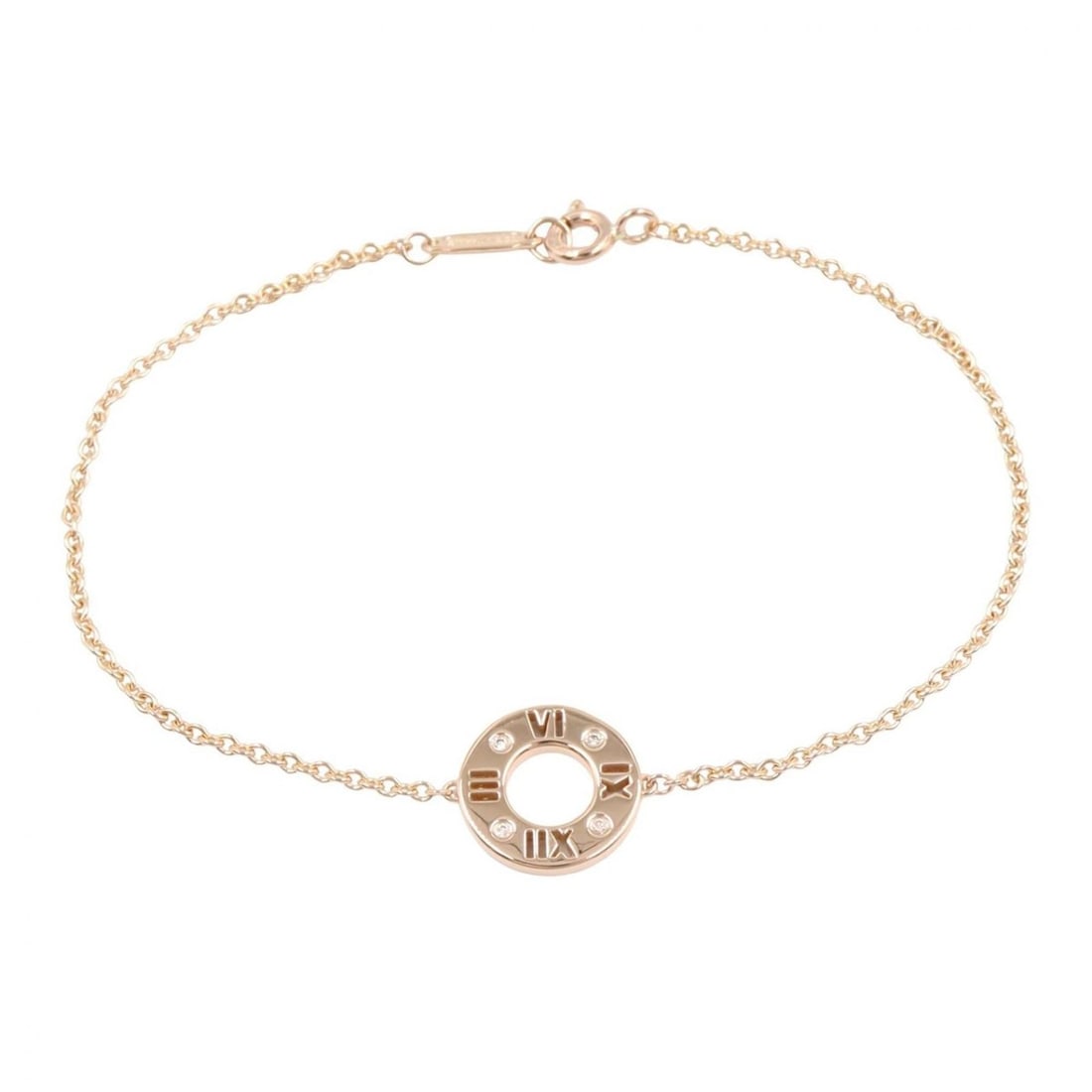 Tiffany & Co. Atlas Pierced Bracelet 4PD Accessory 18KPG (Pink Gold) Diamond Women's Gold Tone Clear: --- Catalog ---Category: SizeLength: 17.5cm / 6.88''Category: DesignType: Charm braceletColor: Pink goldStone: DiamondGender: WomenMaterial: Pink gold (18K)Category: GeneralBrand: Tiffany--- Item List