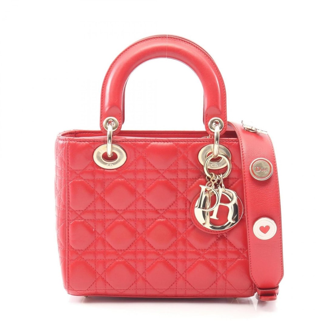 Christian Dior Dior LADY DIOR MY ABCDIOR Small Cannage 2-Way Handbag, Leather, Women's, Red (1 of 17)