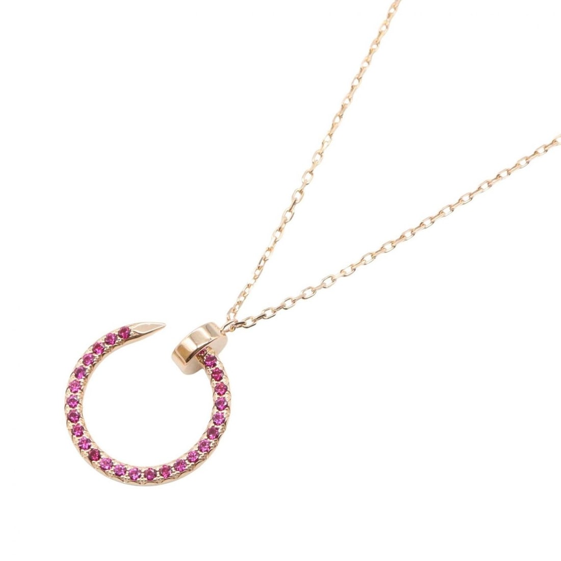 Cartier Juste un Clou Ruby Necklace, 18K Pink Gold (PG), Ruby, Women's, Gold/Red Tones: --- Catalog ---Category: SizePendant Size: 20mm x 18mm / 0.78'' x 0.7''Neck Circumference: 39 cm - 40.5 cm / 15.35'' - 15.94''Category: DesignColor: Pink goldStone: RubyGender: WomenMaterial: Pink gol