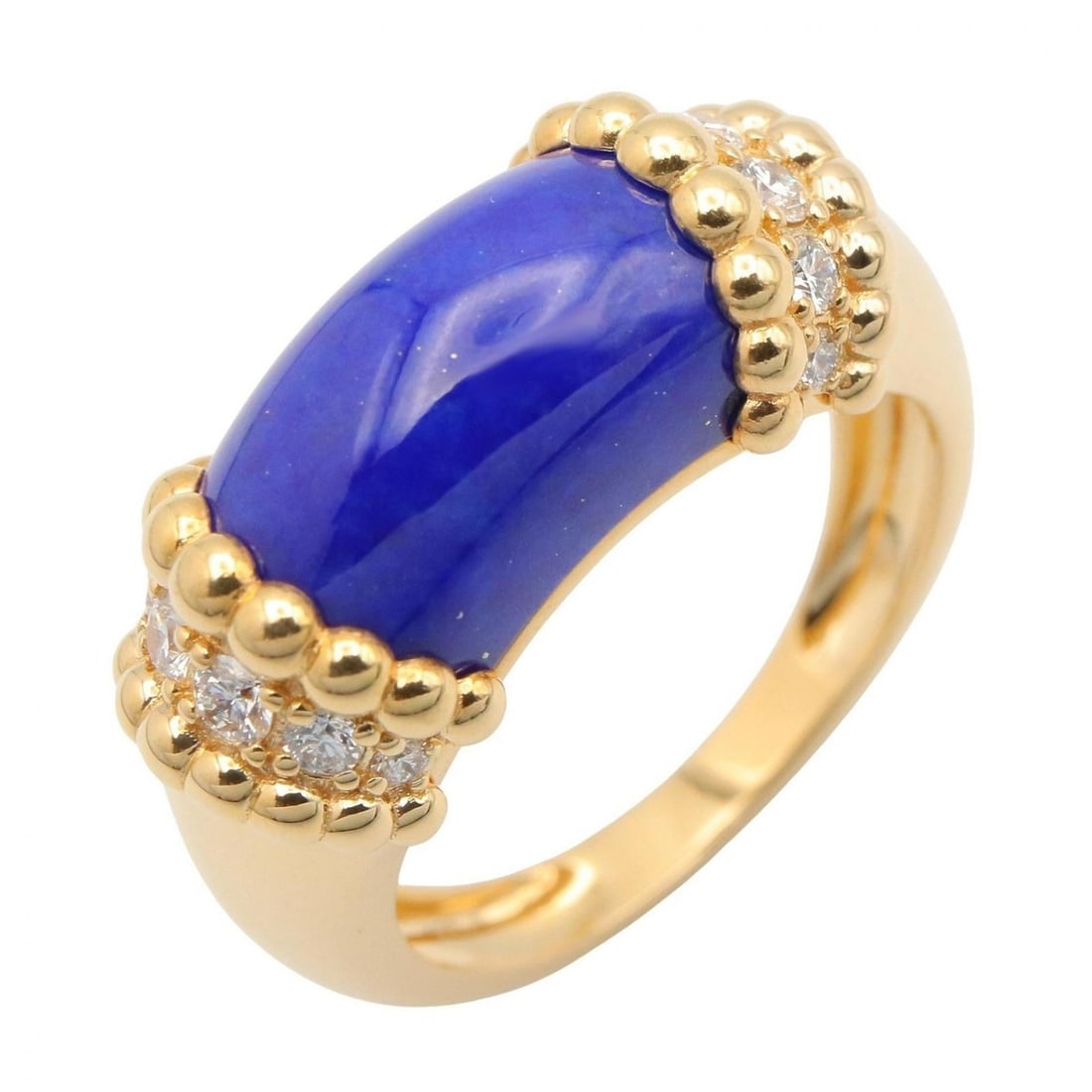 Van Cleef & Arpels Perlee Couleurs Ring, Lapis Lazuli and Diamond 18K Yellow Gold, Diamond, Lazuli,: --- Catalog ---Category: SizeUS Size: 7.5Brand Size: 55Category: DesignType: Band ringColor: Yellow goldStone: Diamond, Lapis lazuliGender: WomenClarity: SIMaterial: Yellow gold (18K)Stone Color: Blue