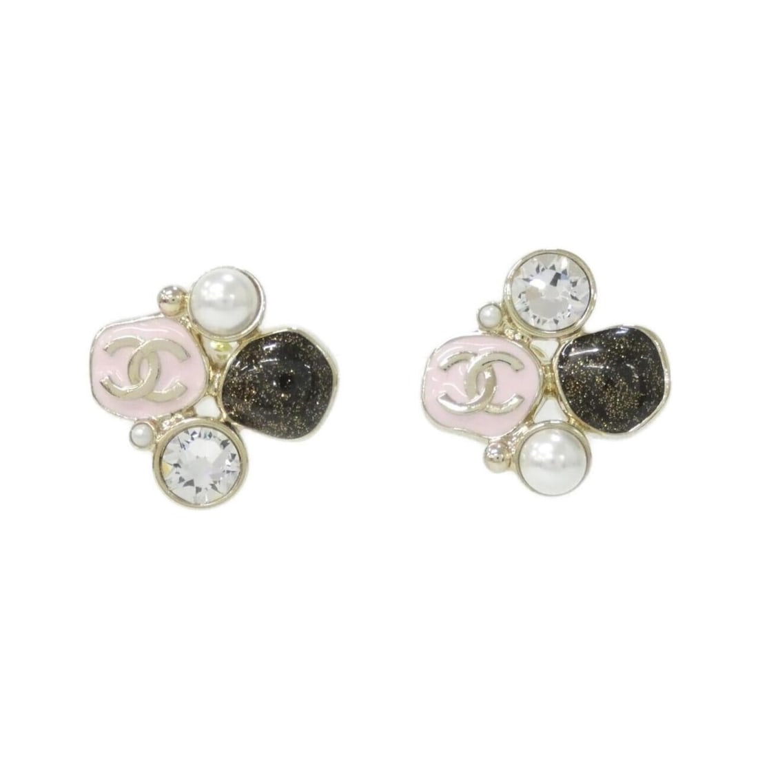 Chanel ABG633 Earrings: --- Catalog ---Category: SizeSize (HxWxD): 22.00mm x 22.00mm / 0.87'' x 0.87''Category: DesignType: Stud earringsColor: Gold, Pink, WhiteStone: Artificial pearl, CrystalGender: WomenCategory: