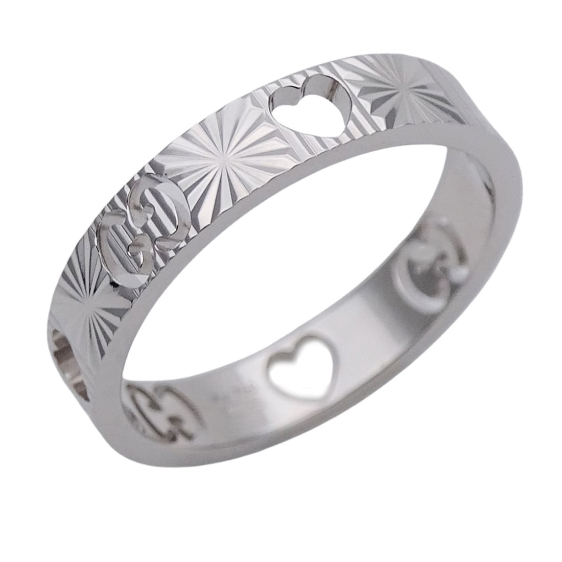 Gucci ring for women, brand name ring, 750WG Icon Heart, white gold, size #15 (approx. 1 inch),: --- Catalog ---Category: SizeJP Size: 15US Size: 7.5Category: DesignType: Band ringColor: White goldGender: WomenMaterial: White gold (18K)Category: GeneralLine: IconBrand: GucciCountry of Origin: