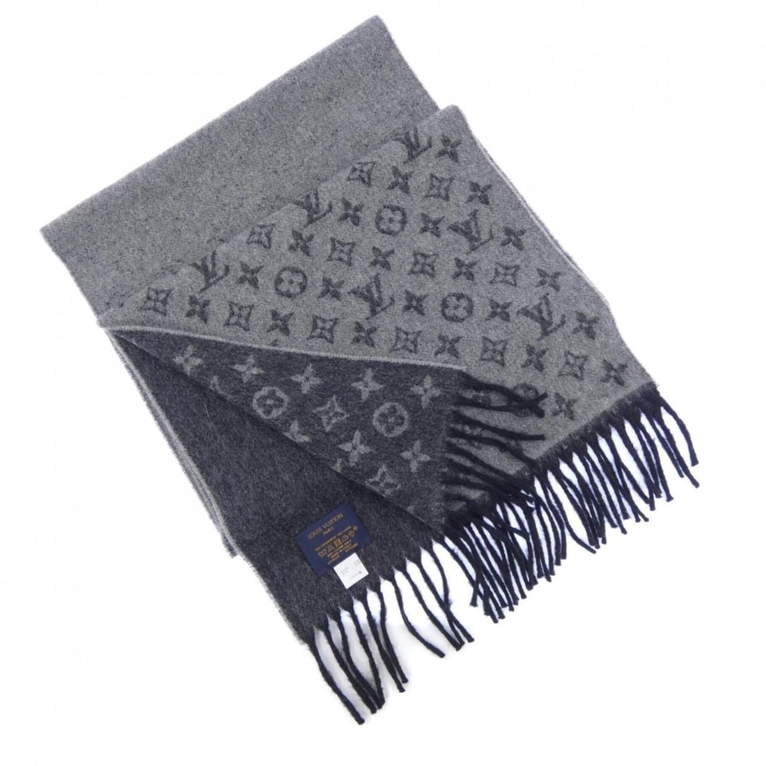 Louis Vuitton Monogram Gradient M75900 Scarf: --- Catalog ---Category: SizeSize (LxW): 1.78m x 35cm / 70.07'' x 13.77''Category: DesignType: StoleColor: Black, GrayGender: MenMaterial: Cashmere 50%Category: GeneralBrand: Louis Vuitton--- Item Lis