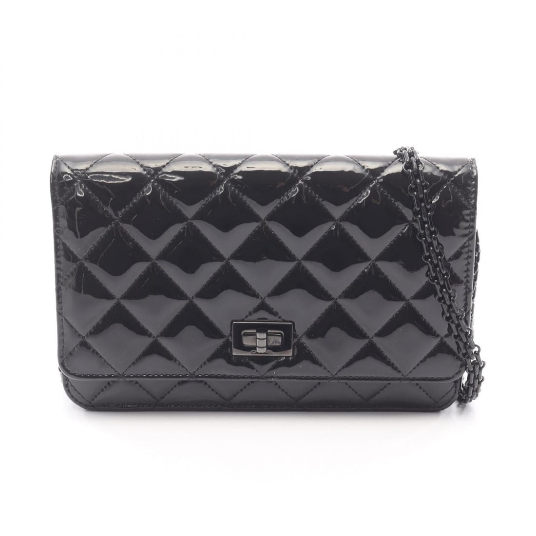 Chanel 2.55 Matelassé Shoulder Bag/Handbag, Patent Leather, Women's, Black (1 of 8)