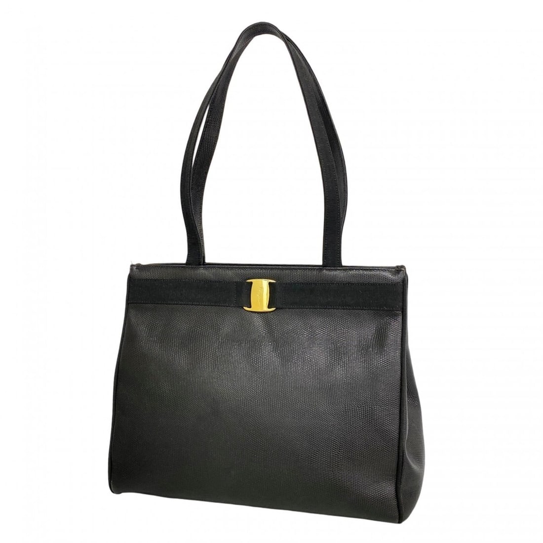 Salvatore Ferragamo Vara Leather Shoulder Bag, Black, Women's: --- Catalog ---Category: SizeSize (HxWxD): 29cm x 34cm x 13cm / 11.41'' x 13.38'' x 5.11''Category: DesignType: Shoulder bagColor: BlackGender: WomenMaterial: Leather Hardware Color: GoldCategory: Gen