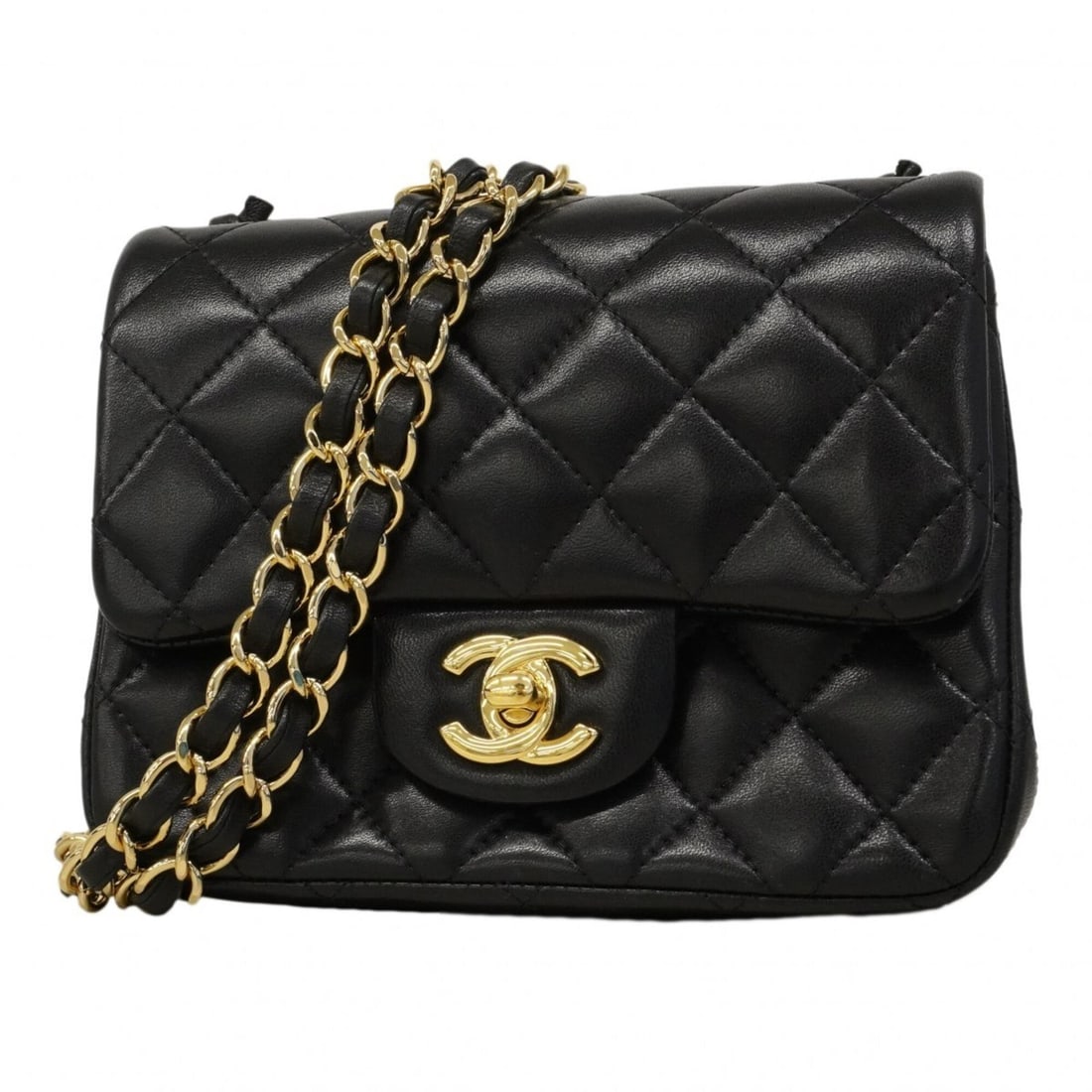 Chanel Mini Matelassé Chain Shoulder Bag, Lambskin, Black, Women's: --- Catalog ---Category: SizeSize (HxWxD): 13cm x 16.5cm x 7cm / 5.11'' x 6.49'' x 2.75''Category: DesignType: Shoulder bagColor: BlackGender: WomenMaterial: Leather Hardware Color: GoldLeather/Fur Ty