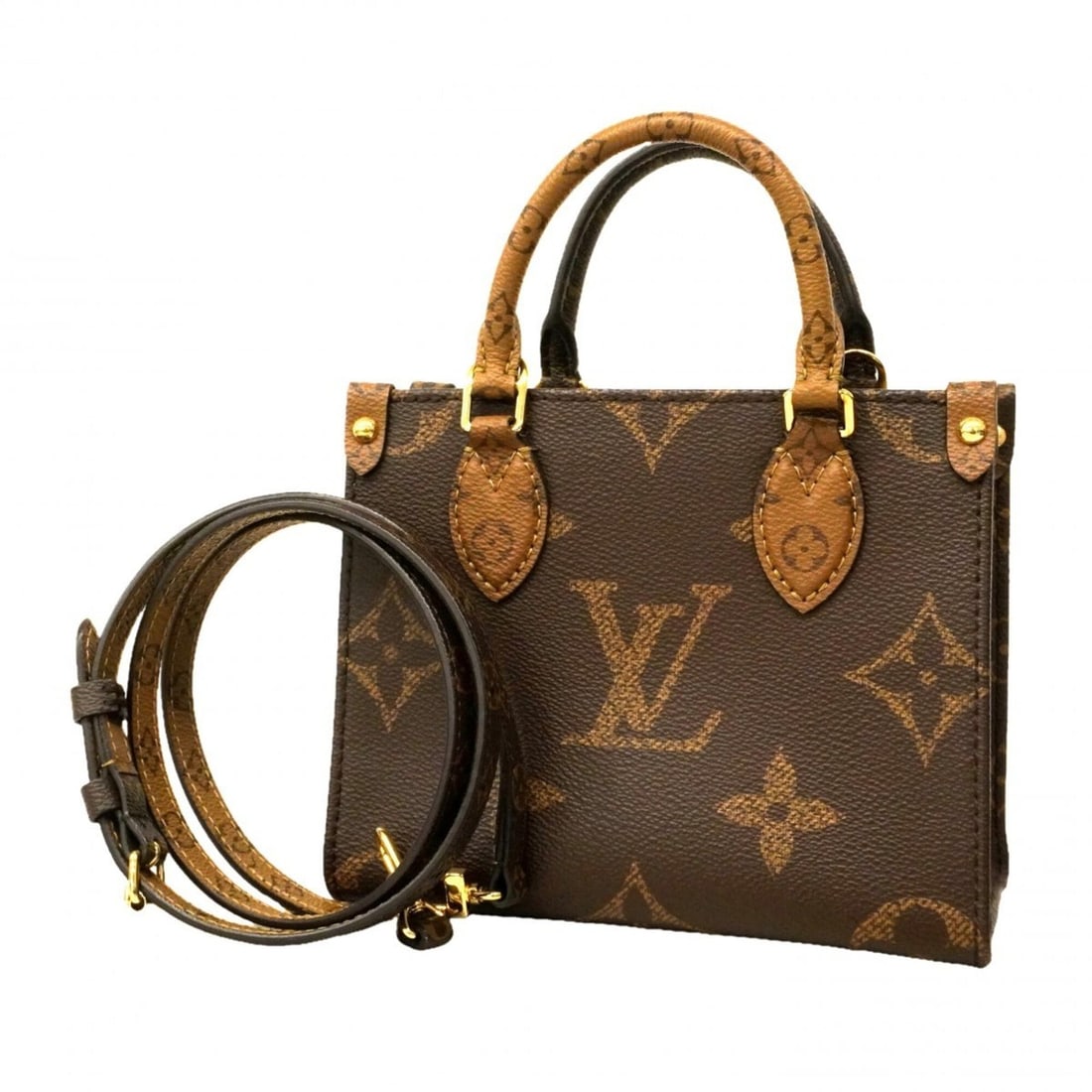 Louis Vuitton Monogram Giant Reverse OnTheGo BB Handbag M46839 Brown 2-way bag for women (1 of 14)