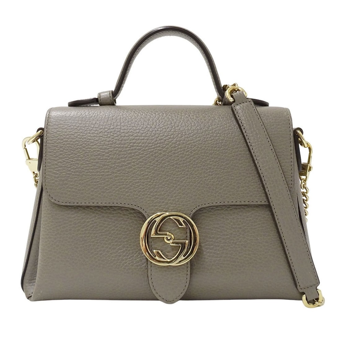 Gucci GUCCI Women's Handbag, Brand Handbag/Shoulder Bag, 2-way, Leather, Interlocking G, Gray,: --- Catalog ---Category: SizeSize (HxWxD): 18cm x 27cm x 10cm / 7.08'' x 10.62'' x 3.93''Category: DesignType: Handbag, Shoulder bagColor: GrayGender: WomenMaterial: Leather Category: GeneralBrand: Gu