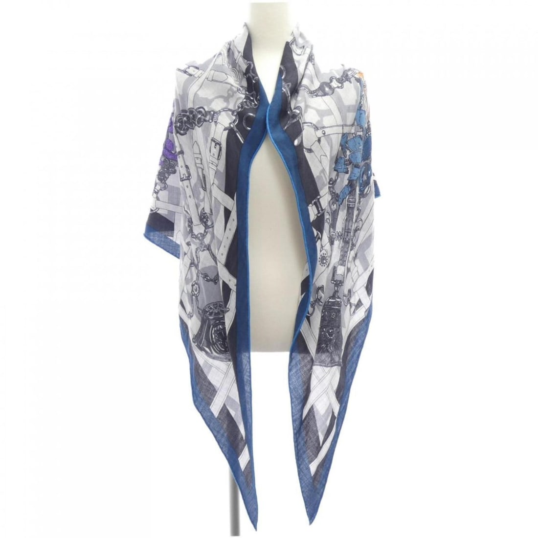 Hermes scarves and stoles: --- Catalog ---Category: SizeSize (LxW): 2.02m x 71cm / 79.92'' x 27.95''Category: DesignType: StoleColor: Blue, Gray, PurpleGender: MenMaterial: Silk , Cashmere Category: GeneralBrand: Hermes--- Item