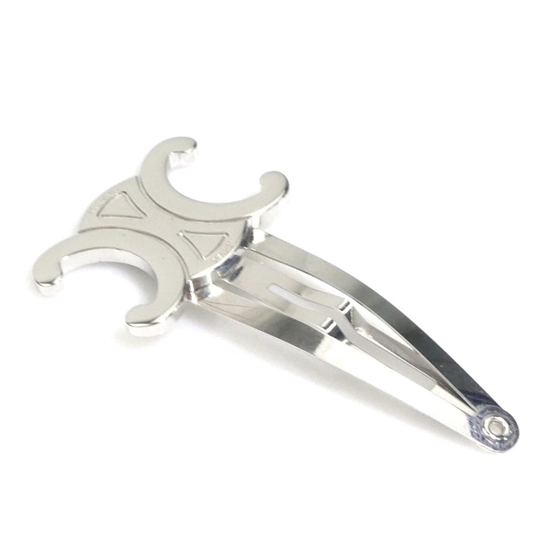 Celine hair clip, steel, brass, silver, women's, free shipping, e61659i: --- Catalog ---Category: SizeSize (LxW): 6cm x 3cm / 2.36'' x 1.18''Category: DesignType: Hair clipColor: SilverGender: WomenCategory: GeneralBrand: CelineCountry of Origin: Italy--- Item List ---Sect