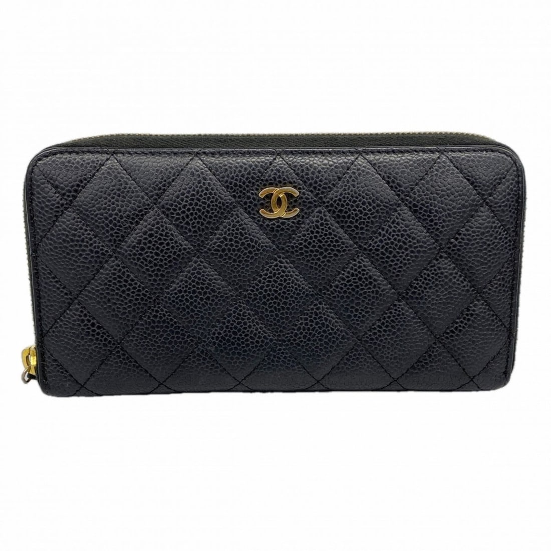 Chanel long wallet, Matelassé caviar leather, black, women's.: --- Catalog ---Category: SizeSize (HxWxD): 10.5cm x 19cm x 2cm / 4.13'' x 7.48'' x 0.78''Category: DesignType: Long wallet (bi-fold)Color: BlackGender: WomenMaterial: Grained Calfskin Category: Genera
