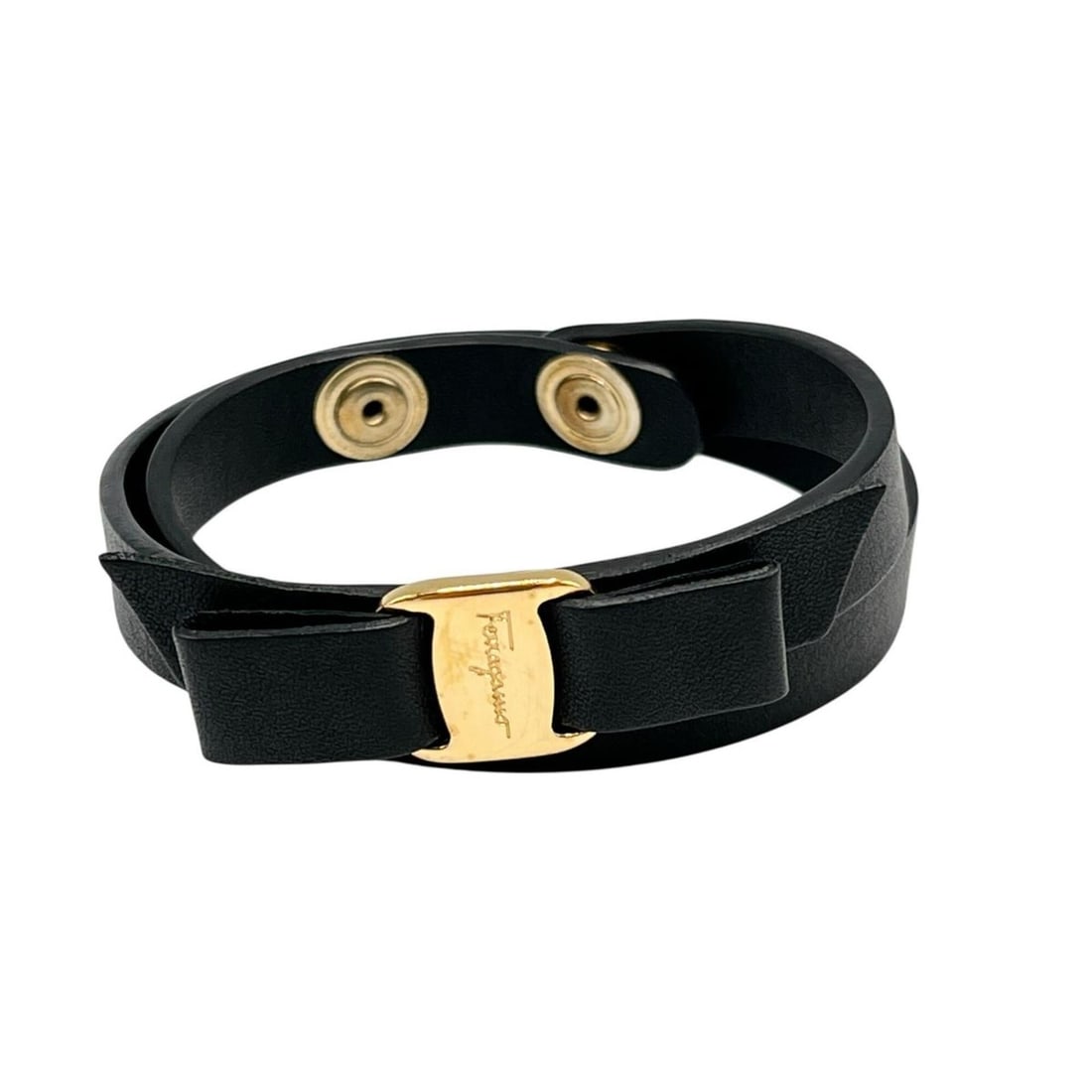 Salvatore Ferragamo Vara Ribbon Leather Bracelet, Black, Women's: --- Catalog ---Category: SizeLength: 38cm / 14.96''Category: DesignType: Charm braceletColor: BlackGender: WomenMaterial: LeatherCategory: GeneralBrand: Salvatore Ferragamo--- Item List ---Section: Co
