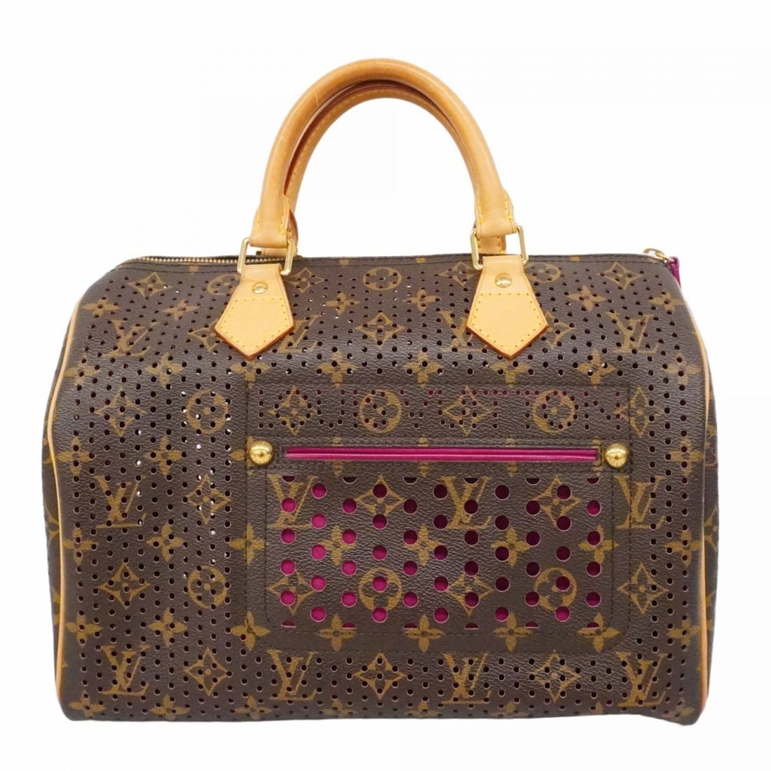 Louis Vuitton Monogram Perfo Speedy 30 Handbag M95180 Brown Fuchsia Women's P2602065: --- Catalog ---Category: SizeSize (HxWxD): 22cm x 31cm x 18cm / 8.66'' x 12.2'' x 7.08''Category: DesignType: HandbagColor: Brown, FuchsiaGender: WomenCategory: GeneralMPN: M95180Brand: Louis Vuitton-