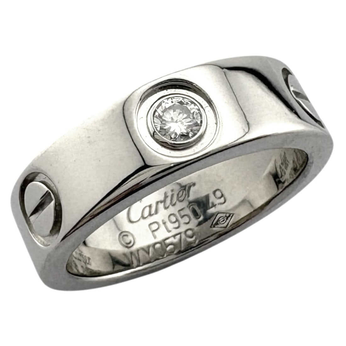 Cartier Love 1P Diamond Ring, Pt950 Platinum Women's, CARTIER, Pre-owned: --- Catalog ---Category: PackNumber in Pack: 1Category: SizeJP Size: 9US Size: 5Category: DesignColor: SilverGender: WomenHandmade: YesMaterial: Platinum 950Category: GeneralBrand: Cartier--- Item Lis