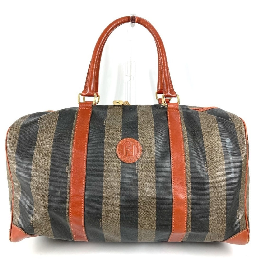 FENDI Vintage Pecan Logo Handbag, Travel Bag, Boston Leather, Men's & Women's, Khaki: --- Catalog ---Category: SizeSize (HxWxD): 22.5cm x 39.5cm x 21.5cm / 8.85'' x 15.55'' x 8.46''Category: DesignType: Boston bag, HandbagColor: Brown, KhakiGender: Men,WomenMaterial: PVC , Leather Cate