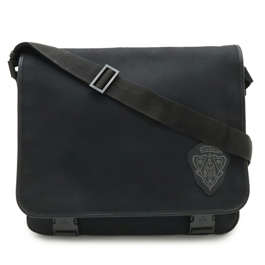 GUCCI Crest Shoulder Bag/Handbag, Canvas and Leather, Black, 282524: --- Catalog ---Category: SizeSize (HxWxD): 34.5cm x 38cm x 7cm / 13.58'' x 14.96'' x 2.75''Category: DesignType: Handbag, Shoulder bagColor: BlackGender: Women,MenMaterial: Canvas Category: GeneralMPN