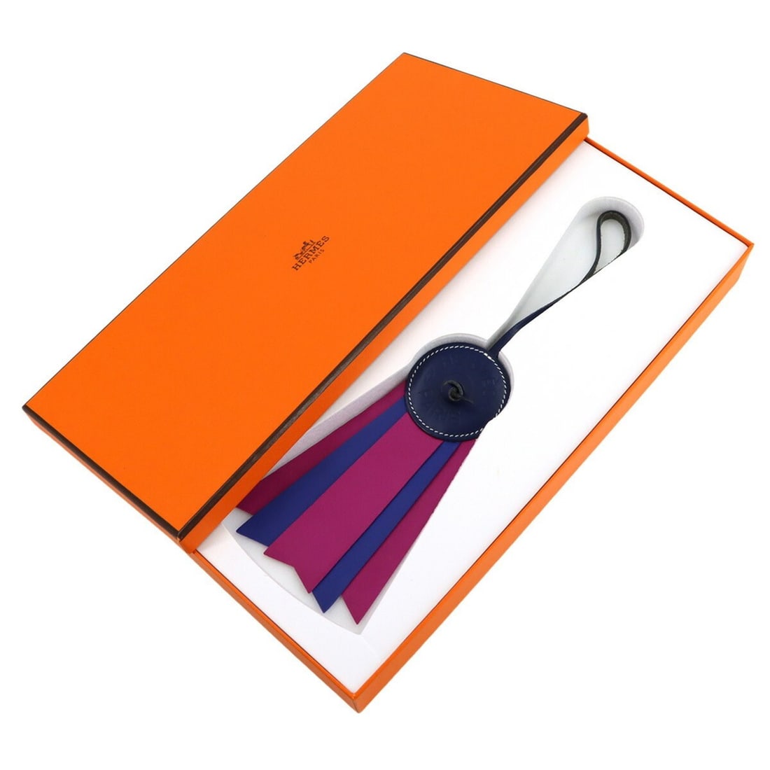 Hermes Paddock Flot Accessory Bag Charm Vache Hunter Agneau Milo Blue Purple (1 of 12)