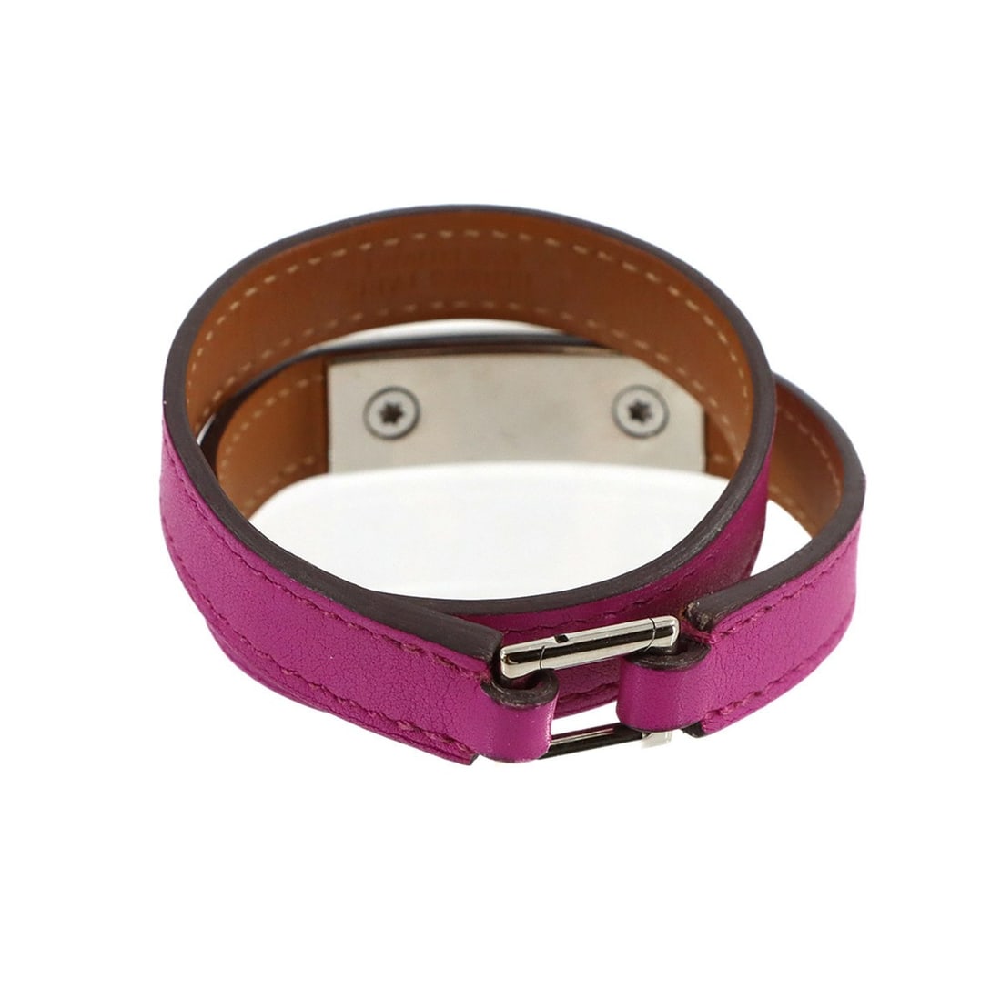 Hermes Rivale Double Tour Bracelet, Swift Leather, Rose Purple, A Stamp, T2: --- Catalog ---Category: SizeLength: 14.5cm / 5.7''Category: DesignType: Charm braceletColor: Rose PurpleMaterial: Swift leatherCategory: GeneralBrand: Hermes--- Item List ---Section: ConditionRanking
