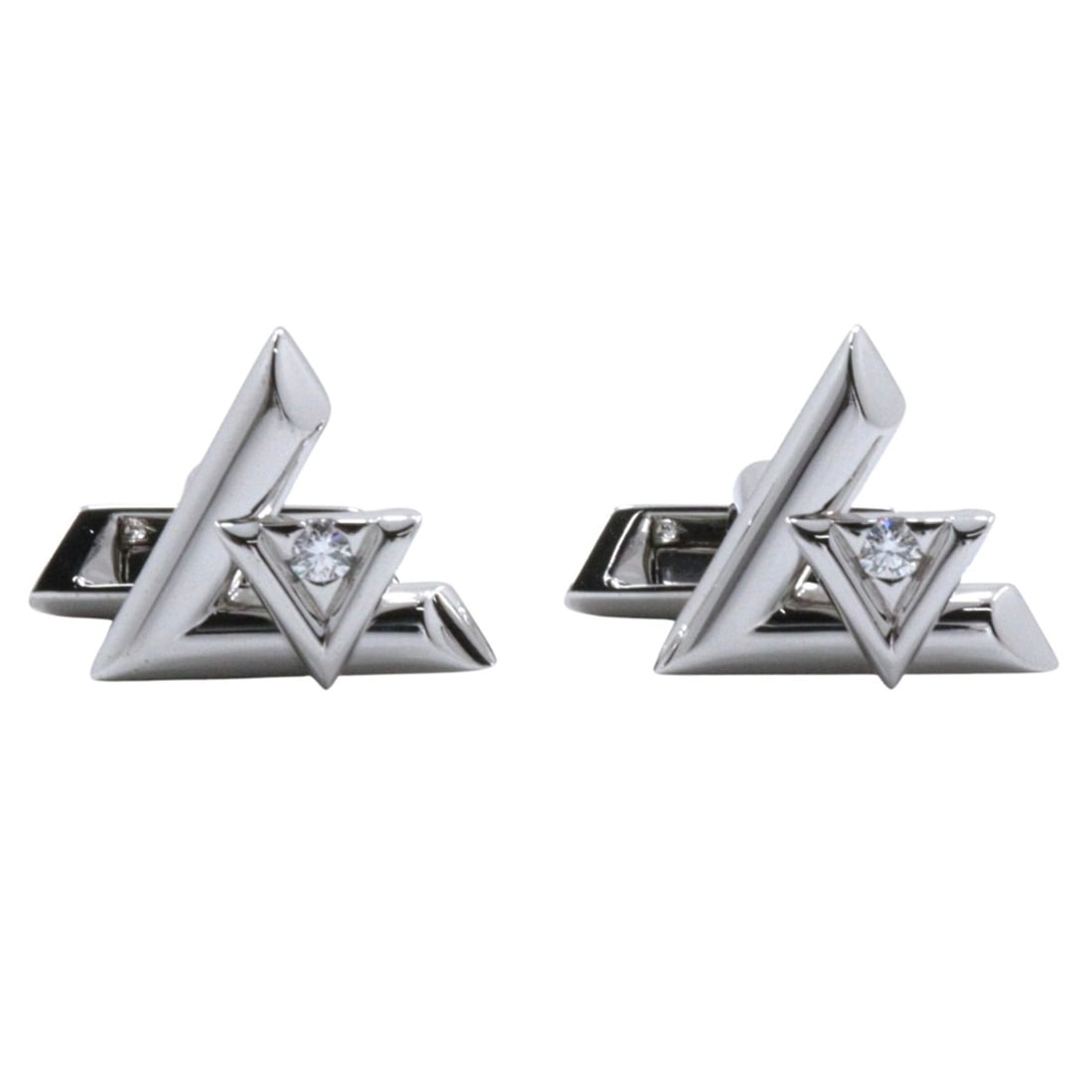 Louis Vuitton Volt One Cufflinks, 1P Diamond, 18K White Gold x Men's (1 of 20)