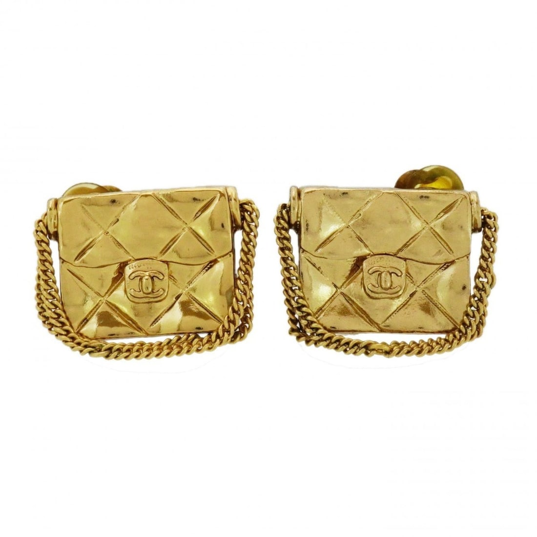 Chanel Matelassé Earrings, Gold Plated, Women's: --- Catalog ---Category: SizeSize (HxWxD): 22.20mm x 25.30mm / 0.87'' x 1.00''Category: DesignType: Clip earringsColor: GoldGender: WomenMaterial: Gold platingCategory: GeneralBrand: Chanel--- Item Li