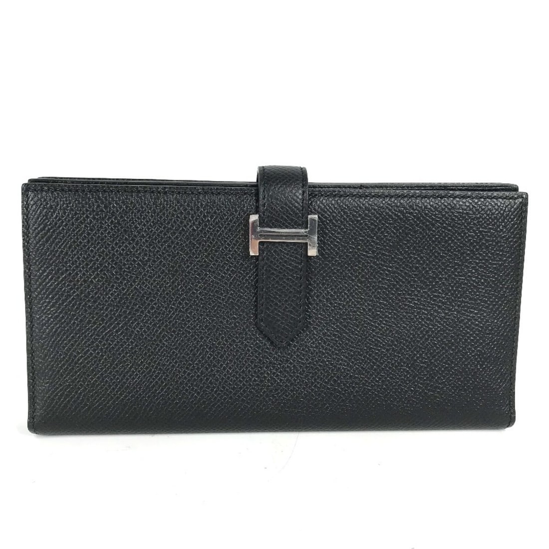 HERMES Hermes H logo Bearn soufflet bi-fold long wallet Epson men's women's black (1 of 19)
