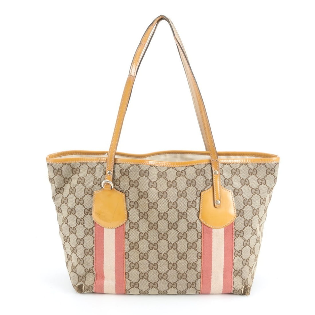 Gucci GG Canvas Sherry Line Jolie 211971 Leather Tote Bag Shoulder Handbag for Women: --- Catalog ---Category: SizeSize (HxWxD): 20cm x 27cm x 13cm / 7.87'' x 10.62'' x 5.11''Handle Length: 50cm / 19.68''Category: DesignType: Handbag, Tote bagColor: BrownGender: WomenMaterial: GG canva