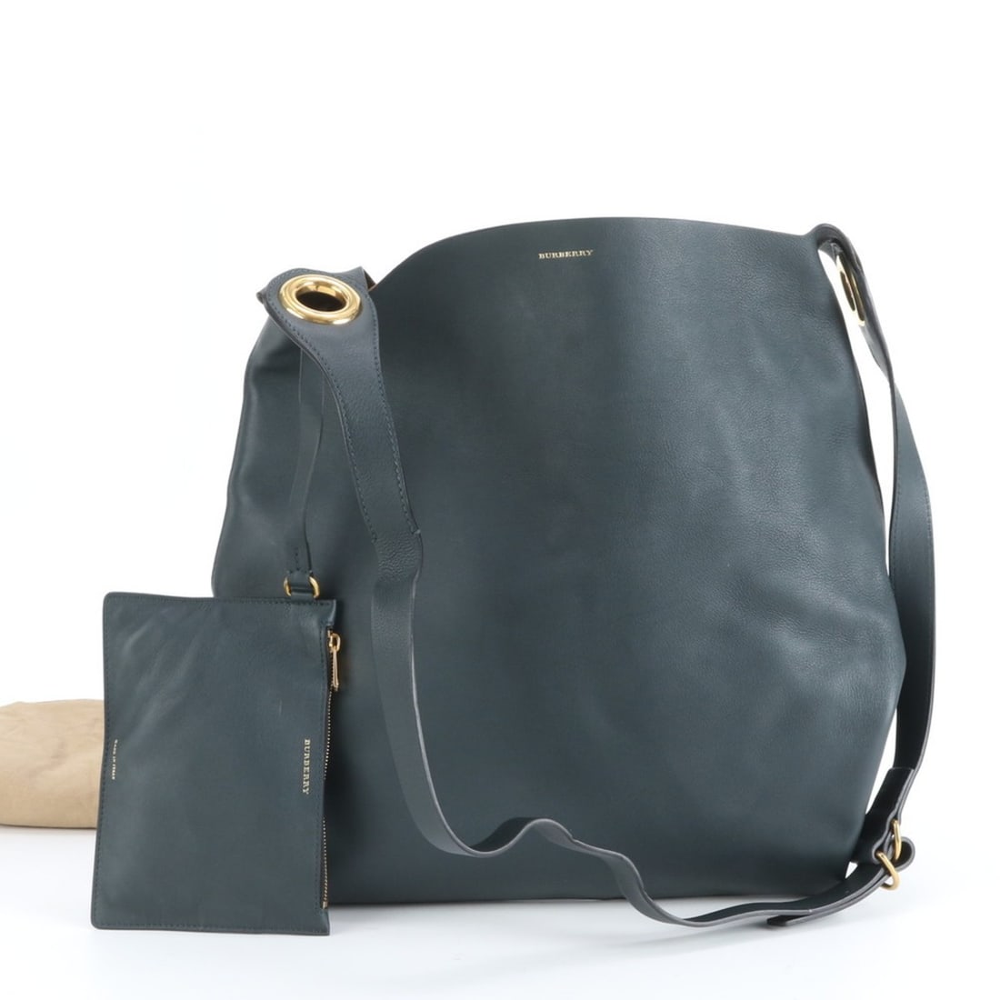 Burberry Grommet Hobo Leather Shoulder Bag Tote Handbag Gold Hardware Women's: --- Catalog ---Category: SizeSize (HxWxD): 46cm x 35cm x 4cm / 18.11'' x 13.77'' x 1.57''Strap Length: 100cm / 39.36''Category: DesignType: Handbag, Shoulder bag, Tote bagColor: Dark greenGender: Wome