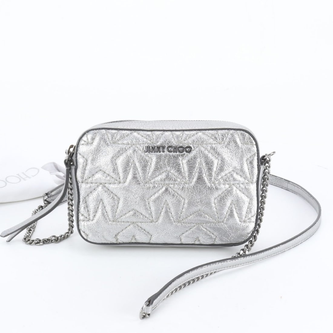 Jimmy Choo Star Quilted Leather Chain Shoulder Bag, Silver, Women's (1 of 20)