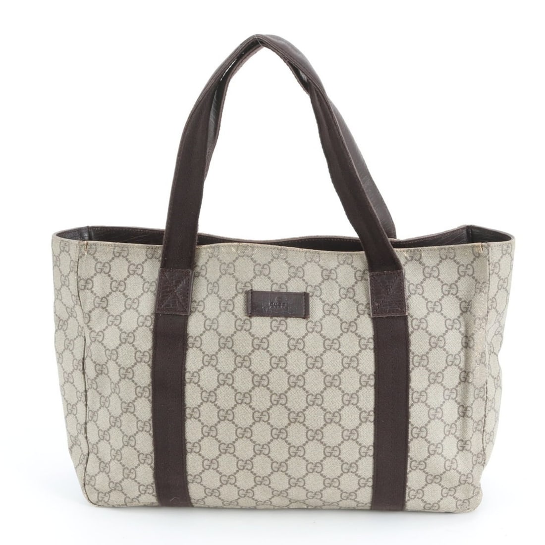 Gucci GG Supreme 141624 Leather Tote Bag Shoulder Brown Men's: --- Catalog ---Category: SizeSize (HxWxD): 25cm x 37cm x 11cm / 9.84'' x 14.56'' x 4.33''Category: DesignType: Shoulder bag, Tote bagColor: BrownGender: Men,WomenMaterial: Leather , Coated canvas Cate