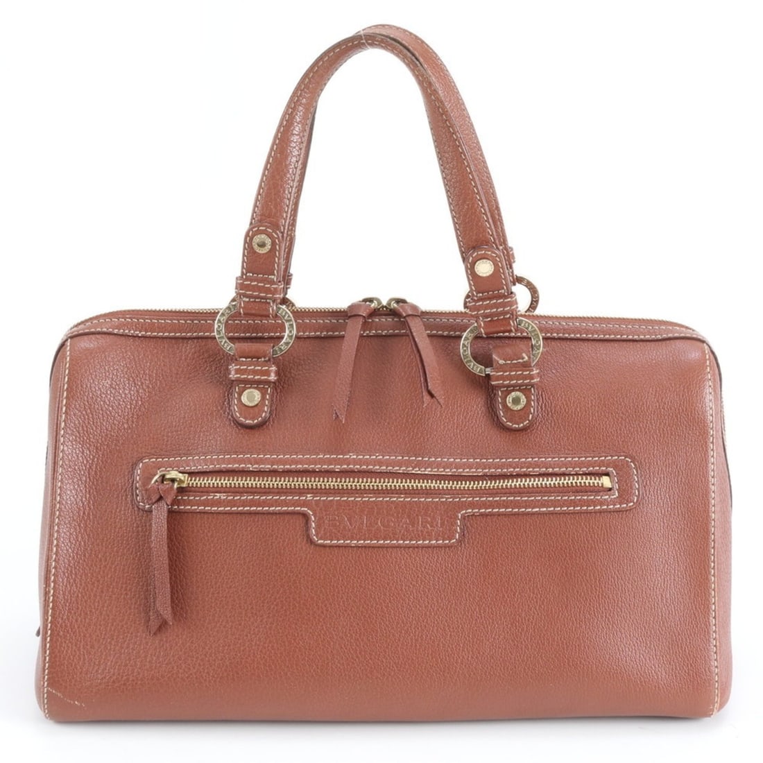 Bvlgari Leather Boston Bag Tote Carry Brown Women's: --- Catalog ---Category: SizeSize (HxWxD): 20cm x 37cm x 20cm / 7.87'' x 14.56'' x 7.87''Category: DesignType: Boston bag, Tote bagColor: BrownGender: WomenMaterial: Leather Category: GeneralBrand: Bv