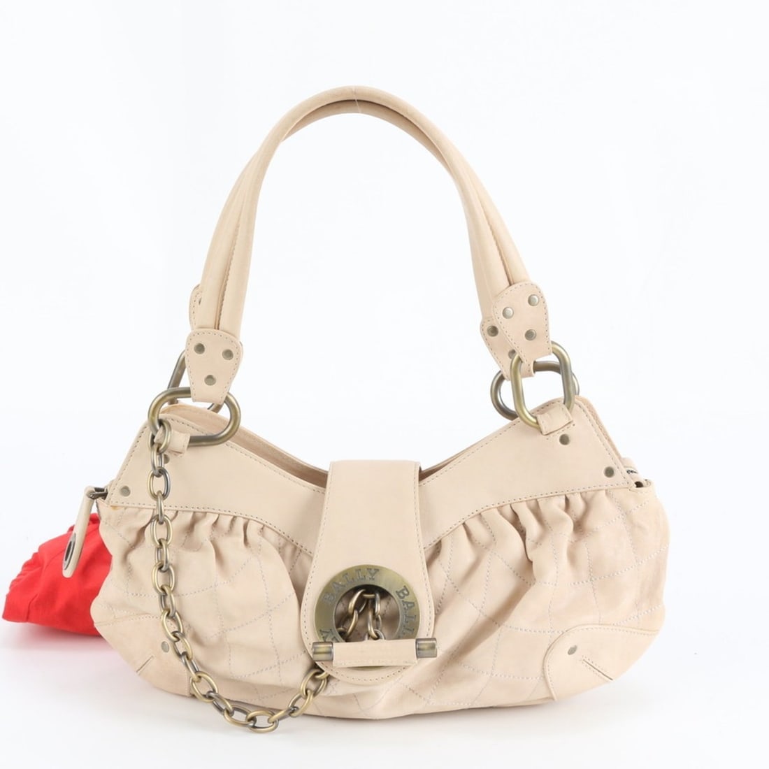 Bally Quilted Leather Tote Bag with Gold Chain Shoulder Handbag for Women: --- Catalog ---Category: SizeSize (HxWxD): 19cm x 37cm x 1cm / 7.48'' x 14.56'' x 0.39''Category: DesignType: Handbag, Shoulder bag, Tote bagColor: Pink beigeGender: WomenMaterial: Leather Category: G