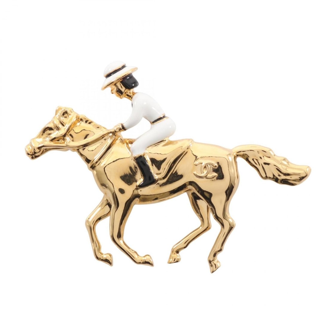 Chanel Coco Mark Brooch Accessory, Gold Plated (GP), Women's, Gold/White, G26C (1 of 12)