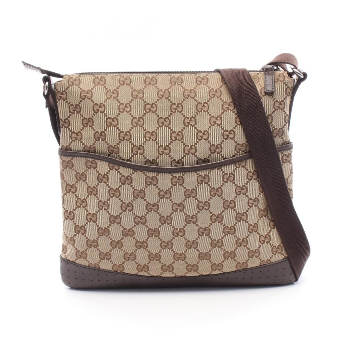 Gucci GG Canvas Shoulder Bag/Handbag, and Leather, Women's, Beige/Brown, 145857 (1 of 11)