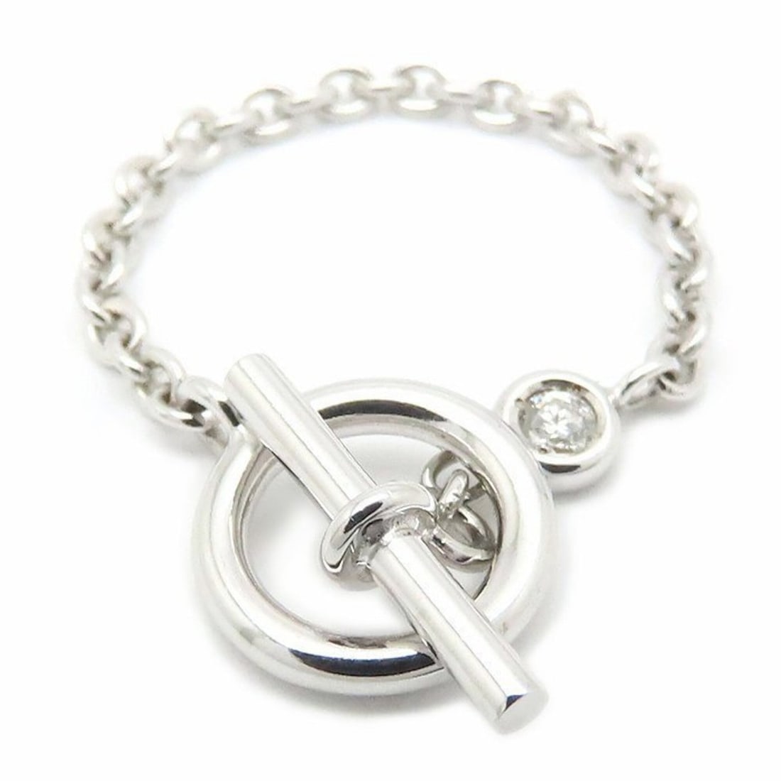 HERMES Chaine d'Ancre Chain Ring, 1P Diamond, Size #52, 18K White Gold, Women's, Item No. 295271: --- Catalog ---Category: SizeUS Size: 6.5Brand Size: 52Category: DesignType: Band ringGender: WomenMaterial: White gold (18K)Category: GeneralBrand: Hermes--- Item List ---Section: ConditionRanking: R