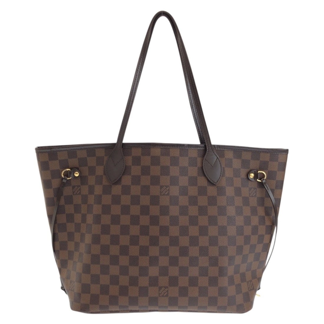 LOUIS VUITTON Damier Neverfull MM Brown Leather Tote Bag with Gold Hardware N51105 (Women's): --- Catalog ---Category: SizeSize (HxWxD): 29cm x 45cm x 15cm / 11.41'' x 17.71'' x 5.9''Category: DesignType: Shoulder bag, Tote bagColor: Brown, Damier CanvasGender: WomenMaterial: PVC , Leather Cat