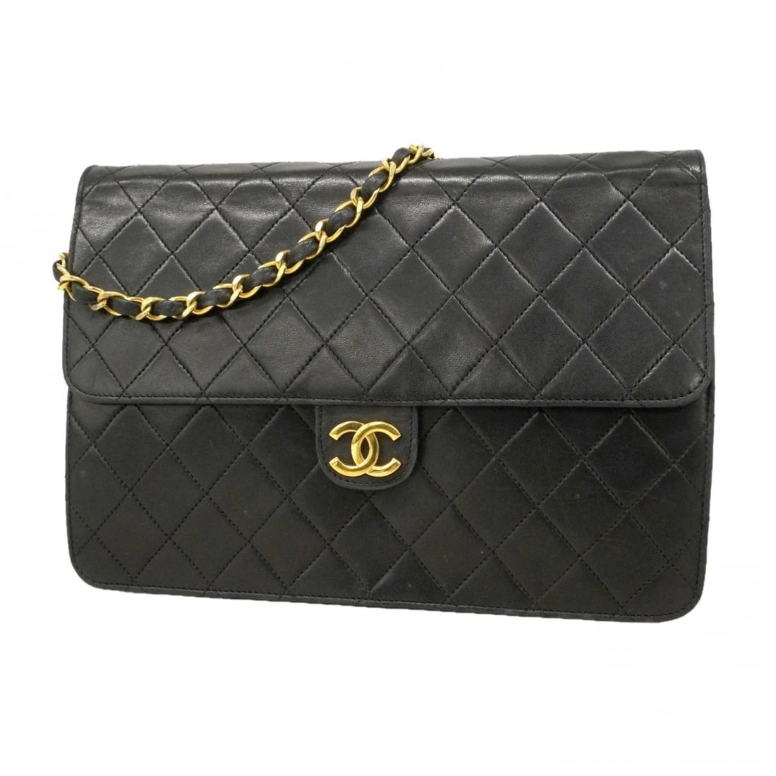 Chanel Matelassé Chain Shoulder Bag, Lambskin, Black, Women's: --- Catalog ---Category: SizeSize (HxWxD): 18cm x 25cm x 6.5cm / 7.08'' x 9.84'' x 2.55''Category: DesignType: Shoulder bagColor: BlackGender: WomenMaterial: Leather Hardware Color: GoldLeather/Fur Ty