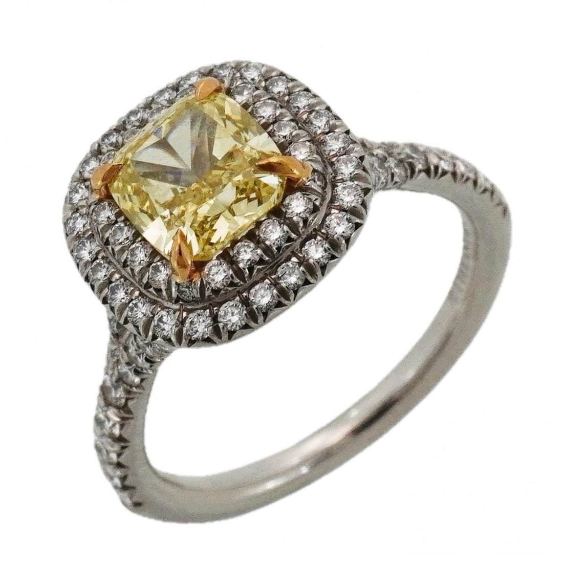 Tiffany & Co. Soleste Cushion Cut Ring, 18K Yellow Gold (KYG), Platinum (Pt950), Diamond, 1.12ct (1 of 13)