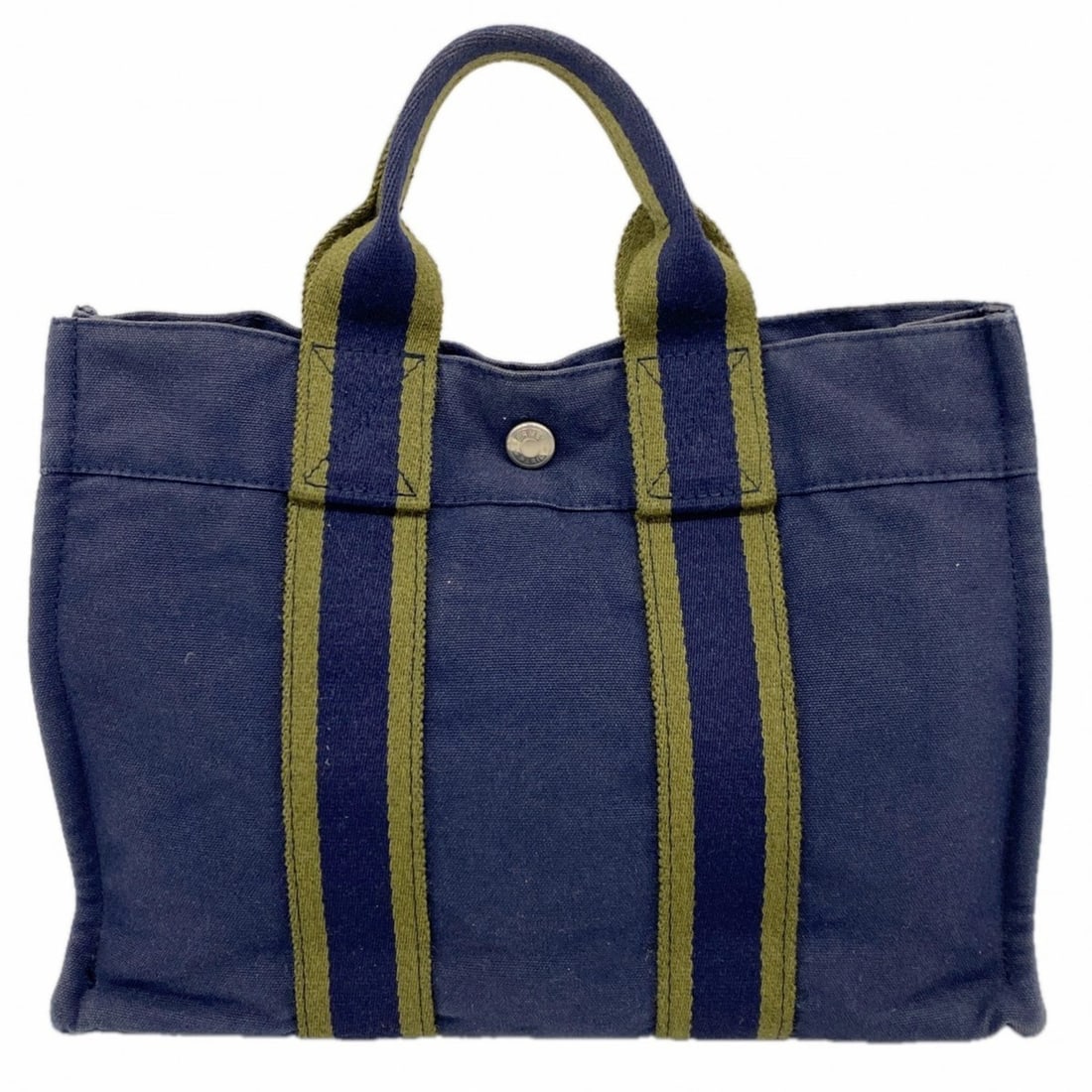 Hermes Fourre-Tout PM Canvas Handbag, Navy Green, Women's: --- Catalog ---Category: SizeSize (HxWxD): 22cm x 30cm x 8cm / 8.66'' x 11.81'' x 3.14''Category: DesignType: HandbagColor: Green, NavyGender: WomenMaterial: Canvas Hardware Color: SilverCategory: Gen